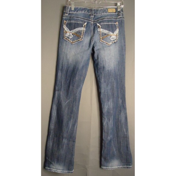 Supplies Brand Thick Stitch Bootcut Jeans Dark Wash Stretch Womens 6 Distressed - Picture 7 of 7